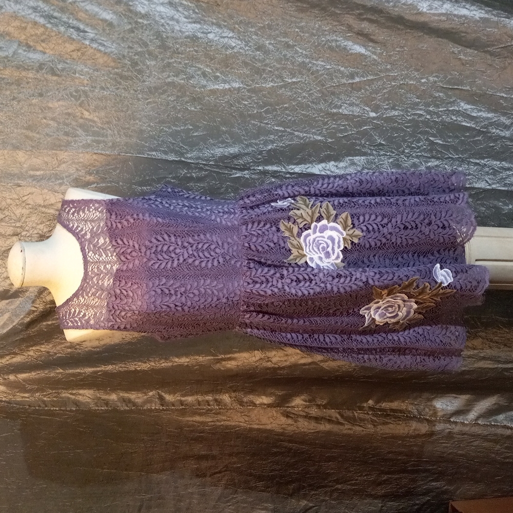 NWT Women's Dress Francescas size L purple lavender lace floral flower